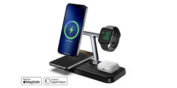 4つのデバイスを同時にワイヤレス充電できるスタンドが発表！！