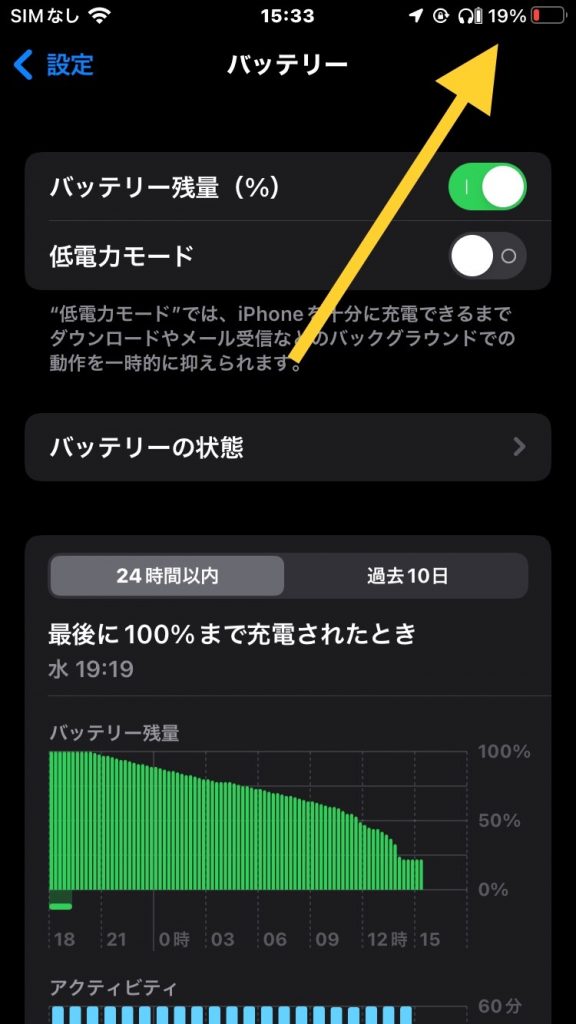 バッテリー残量を数字で表示させる