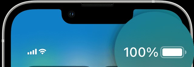iOS16からホームボタンがない機種でもバッテリー表示可能です。