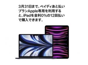 iPadシリーズの分割12回払いの金利が0％に