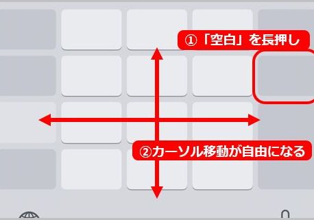 スペース（空白）ボタンの長押しでカーソル移動