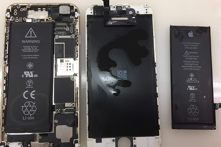 水濡れしたiPhoneを放置した状態